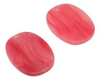 Acrylic Oval Earring Charms - Oval Pink Pendant - Earring Findings - Jewelry Supplies - Color Code: A379 - 26.29x20.3x 2.28mm- AC1158-A379