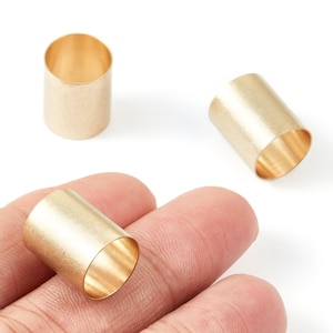 Industrial Brass Tube - Brass Tube Beads - Raw Brass Plain Tube Beads - jewelry supplies - 15.86x12.98x0.38mm - PP1477 image 1