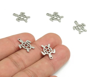 Stainless Steel Turtle Earring Charms - Stainless Turtle Pendant - Ocean Charms - Jewelry Making Supplies - 15.89x12.26x0.94mm - SS1293