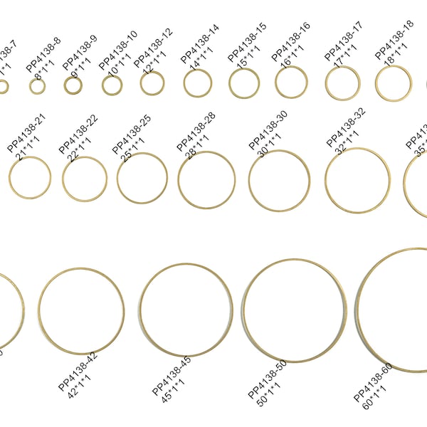 Messing Kreis Verbinder - Roh Messing Rund Charm - Geschlossener Loop Ring - Ohrring Hoop Link - 1 mm X ALLE GRÖßEN 6mm 7mm ... 45mm 50mm 60mm - PP4138