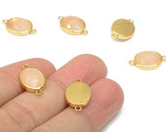 Rose Quartz Faceted Oval Connectors - 10x12mm Natural Stone