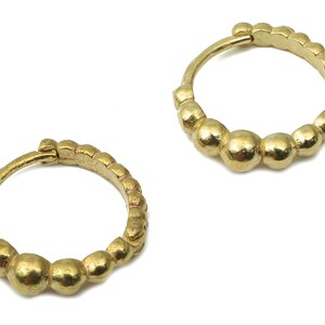 Brass Round Hoop Huggie Earrings - Raw Brass Balls Textured Hoop Earring - Chunky Wide Shiny Hoop Earrings  - 14.77x14.77x2.67mm - PP7580