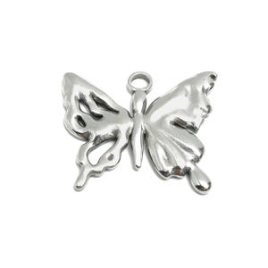 Stainless Steel Butterfly Pendant - Butterfly Jewelry Charm - Elegant Insect Pendant - Animal Charm for Jewelry - 21x25x2.16mm - SS1754