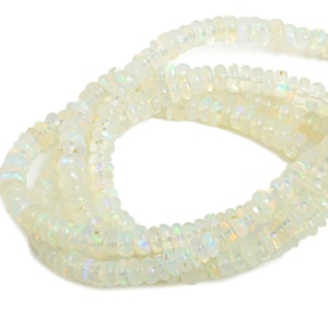 3.5 to 4mm White Opal Round Beads - 16.5 inch - Rondella Gemstone Beads - Disc Crafting Natural Stone Bead - Smooth Rondella Beads - NS2704