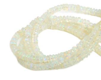 3.5 to 4mm White Opal Round Beads - 16.5 inch - Rondella Gemstone Beads - Disc Crafting Natural Stone Bead - Smooth Rondella Beads - NS2704
