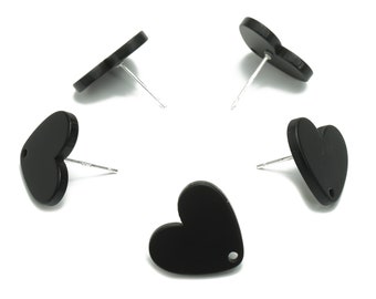 Acrylic Heart Earring Stud – Poteau de cœur en acrylique mat - 316 Stainles Steel Stud - Fournitures pour bijoux - 16.94x15.49x1.96mm - AC2421B