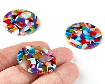 Acetate Round Charms - Round Earring and Pendant - Earring Findings - Jewelry Supplys - Color Code: A21 - 30.33x30.33x2.58mm - AC1315-A21