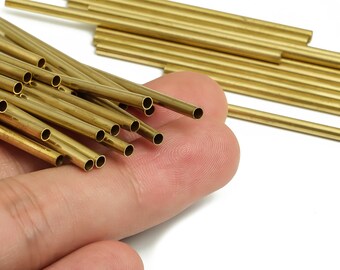 Round Brass Himmeli Tubes - Raw Brass Himmeli DIY Tube Beads - Circle Pipes for Geometric Shapes - For Air Plants -2.5x0.2x60mm- PP4569-60