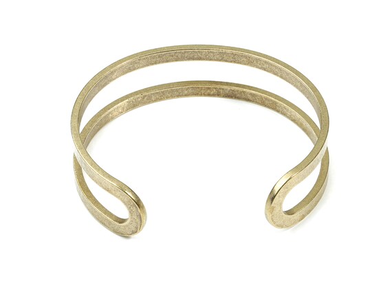 Brass Hammered Bracelet - Raw Brass Bracelet - Brass Wire Bangle - Jewelry Supplies - 61.95x16.09x2.06mm - PP3490