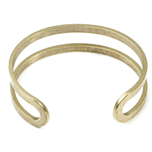 Brass Hammered Bracelet - Raw Brass Bracelet - Brass Wire Bangle - Jewelry Supplies - 61.95x16.09x2.06mm - PP3490