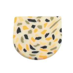 Polymer Clay Domed Earring Charm - Multicolor Clay Charm - Boho Chic Jewelry Component - Simple Polymer Clay Piece - 24x24x2.66mm - PC2406