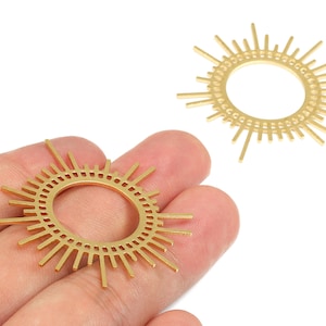 Brass Sun Charms - Raw Brass Sun Earrings and Pendant - Brass Sun Necklace - Jewelry Supplies - 45.72x43.46x1.03mm - PP2505