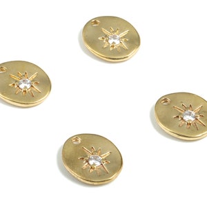 Brass Mini Oval Earring Charms With Zircon - Raw Brass Oval Pendant - Earring Findings - Jewelry Making Supplies - 11.18x9.44x1.8mm - PP3767