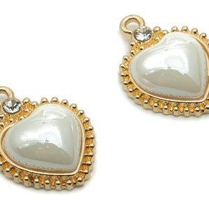 Ceramics Heart Earring Charms - Alloy Heart Pendant - KC Gold Tone Plated Brass – Jewelry Making Supplies - 22.57x16.29x6.15mm – NS1558