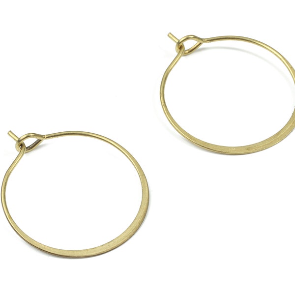 Brass Hammered Earring Hoop - Raw Brass Circle Ear Wire #20 - Earring Findings - Jewelry Supplies - 24.25x20.51x0.66mm - PP3179