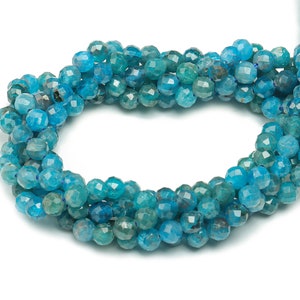 Blue Phosphate Round Beads 4mm - 15.5 inch - Faceted Round Gemstone Beads - Natural Stone Beads - 4x4mm - NS1487