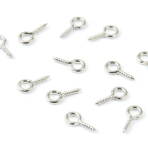 Eye Hook Screw - 5X10 - Silver Tone Plated Brass Eye Hook Screw - Jewellery Making - 10x5mm - PP1709S