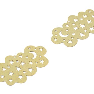 Messing Sterne Halbmond Wolke Ohrring Charms - Rohmessing Wolke Stern Mond Anhänger - Schmuck Zubehör - 41.7x24.83x0.29 mm - JJB6484 Bild 2