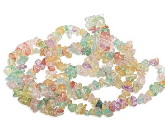 Natural Stone Fluorite Bead - 76cm/ 1 Strand - Colorful Glass Bead for Wire Wrapping - Natural Stone Bead Strand for Bracelet Making -EE9363