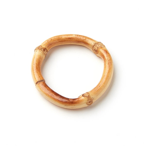 Natural Bamboo Hoop Earrings - Cirlce Shaped Bamboo Pendant - Bamboo Earrings - Jewelery Handmade - 25x25x16.19mm - RT1083