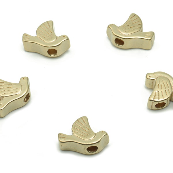 Brass Flying Bird Spacers - Raw Brass Bird Spacer Beads - DIY Jewelry Making Supplies - 9.87x7.48x3.9mm - PP5052