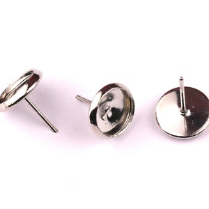 Brass Earring Blanks - Brass Earrings - 316L Stainless Steel Stud - Nickel Plated - Earring Findings - Jewelry Supplies - 8mm Pad - PP1140