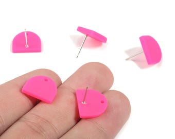 Acrylic Mini D Earring Stud - Matte Semi Circle Earring Post - Jewelry Supplies - Color Code:A472 - 13.73x12.7x2.3mm - AC1889D