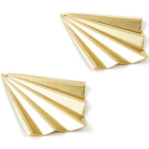 Brass Fan Charms Fan Shaped Raw Brass Pendant Earring Etsy