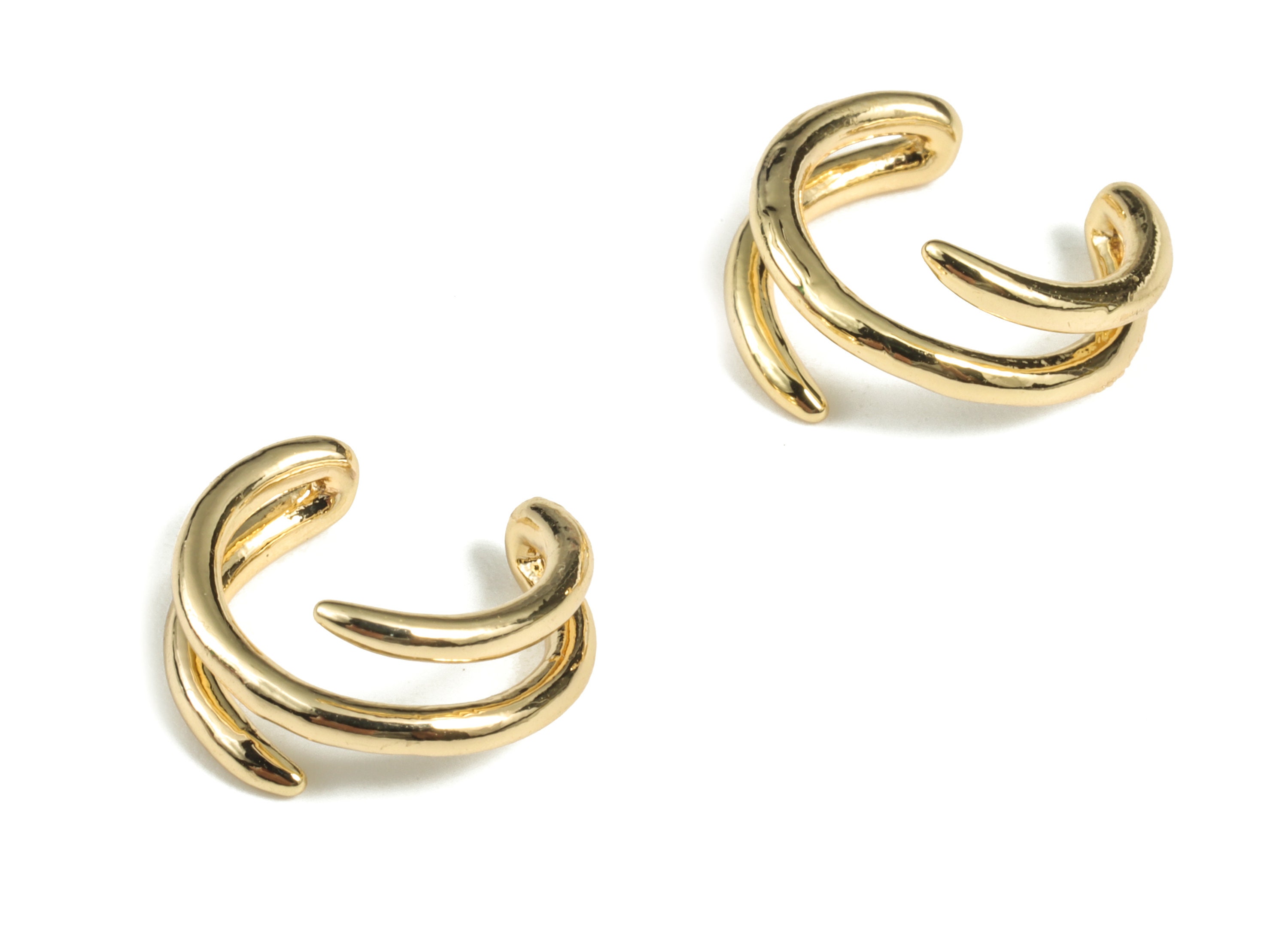 Brass Minimal Edgy Ear cuff Jewelry Charm - 18K Real Gold Plated Brass Pierced Earring – Jewelry Supplies – 12.94x11.99x1.95mm - RGP2825