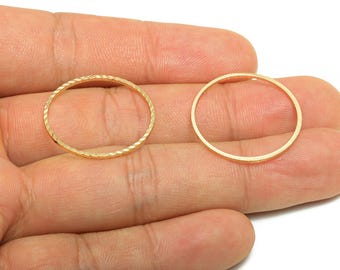 25mm Gold Round Connector - Textured Circle Jewelry - Brass Geometry Minimalist Jewelry - DIY Jewelry - 18K Real Gold Plated - RGP9289-25