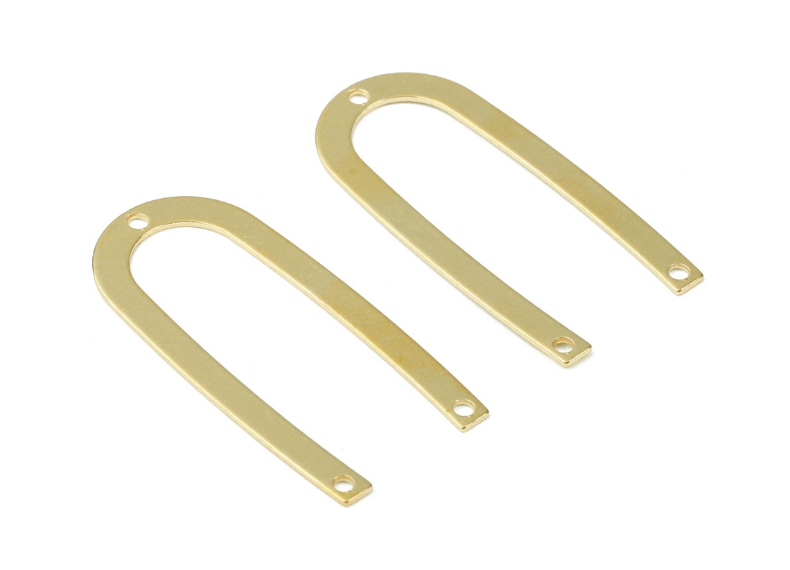 Brass U Charms U Shaped Raw Brass Connectors With 3 Holes - Etsy
