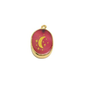 Red Agate stone Charm Star Red Agate stone Brass Crescent Natural Stone Charms Gold Tone Plated Jewelry Supplies 23x14x4mm NS1914 image 4