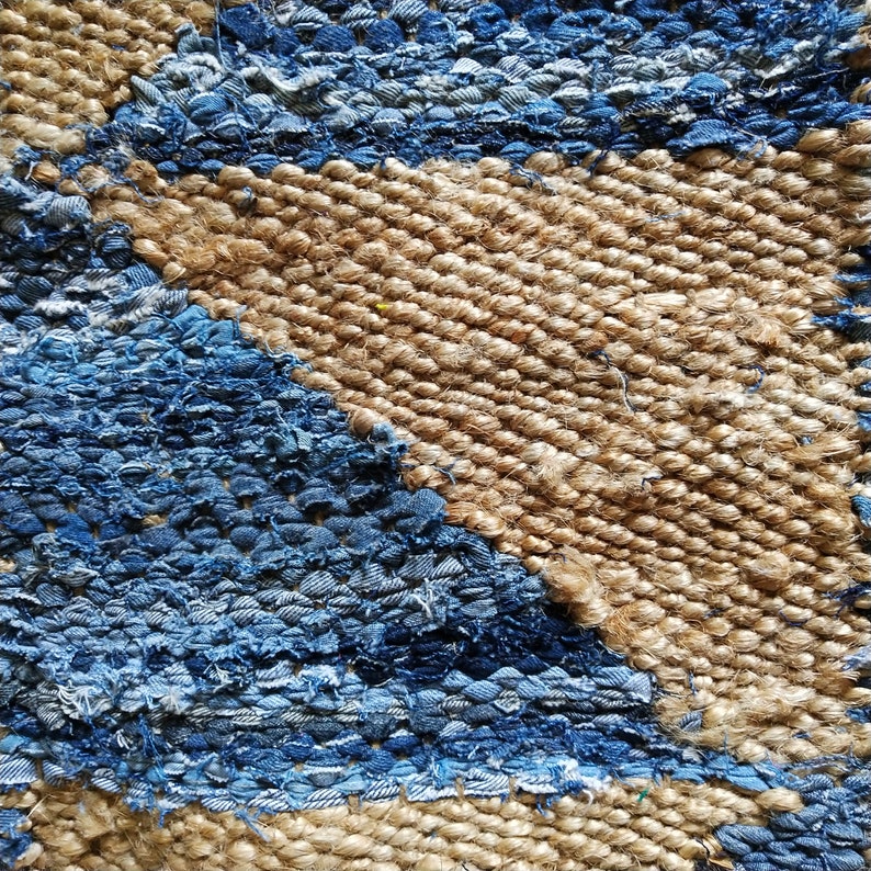 DENIM RUG Jute and Denim Hand Woven Rug Area Rug Country Etsy UK