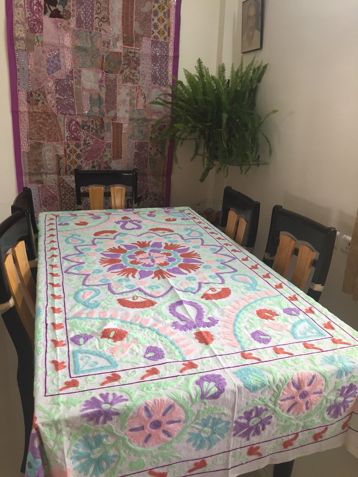 EMBROIDERED TABLE COVER Suzani Table Cloth Rectangular Etsy
