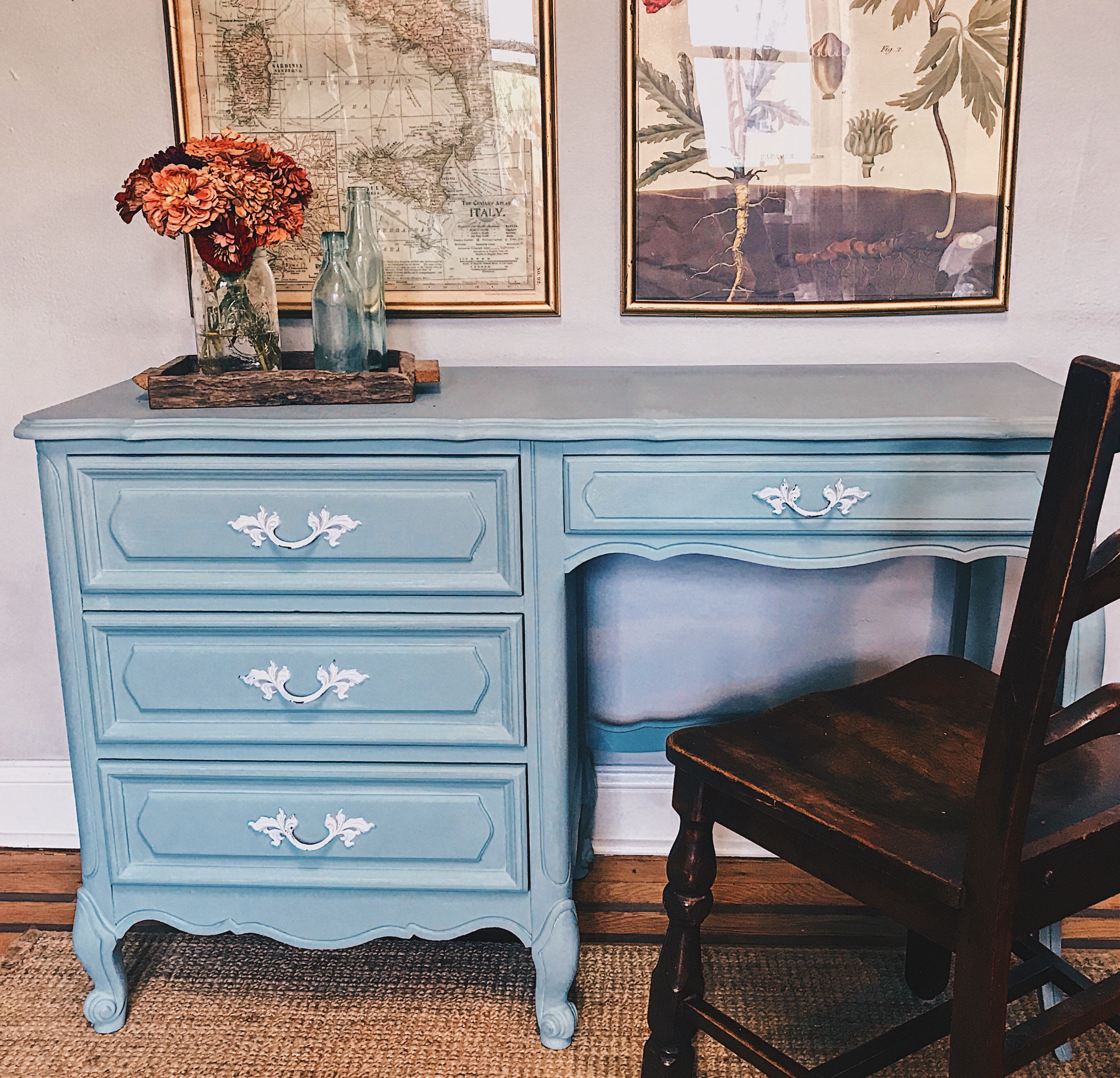 Sold Beautiful Vintage Duck Egg Blue Dresser Etsy