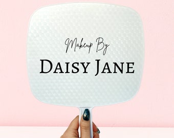 White personalised Handheld Mirror for makeup artists/ makeup lovers