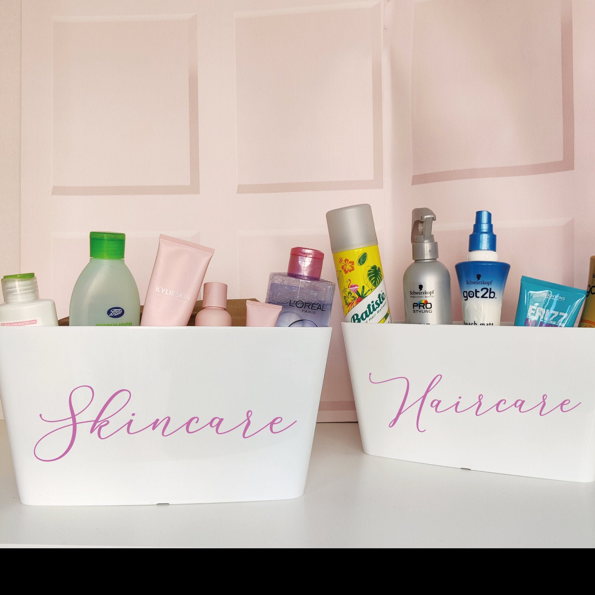 Skin care and hair care storage basket set Etsy