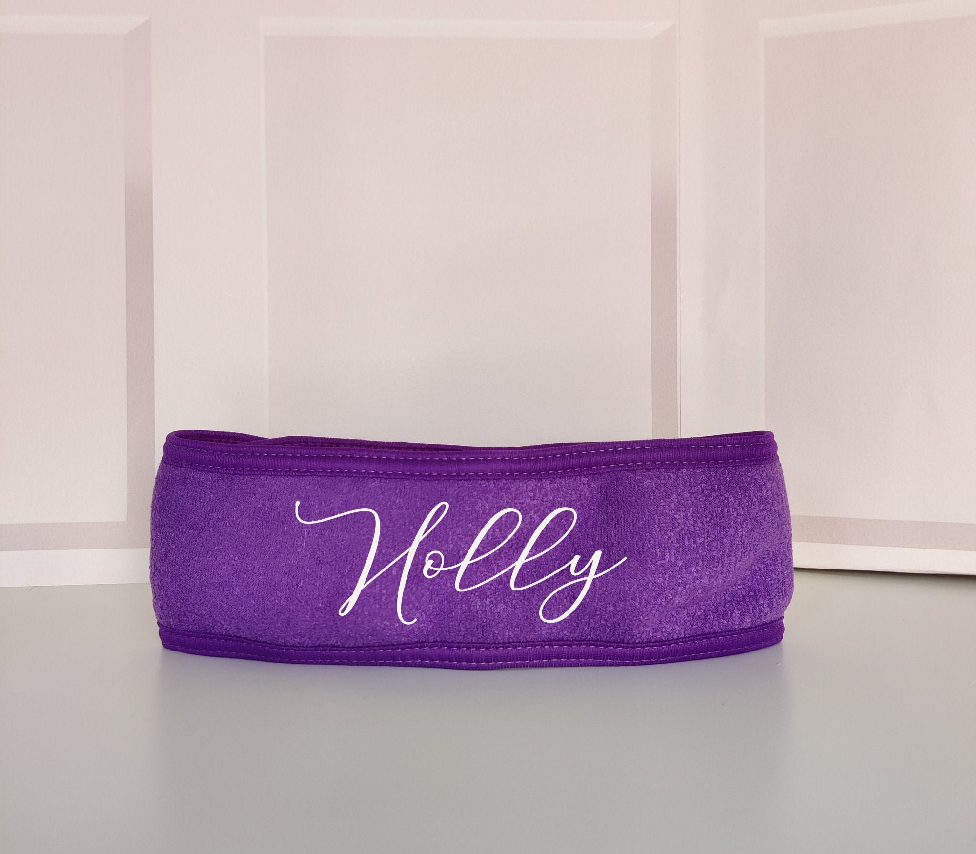 Purple personalised spa headband makeup/facial headband Etsy