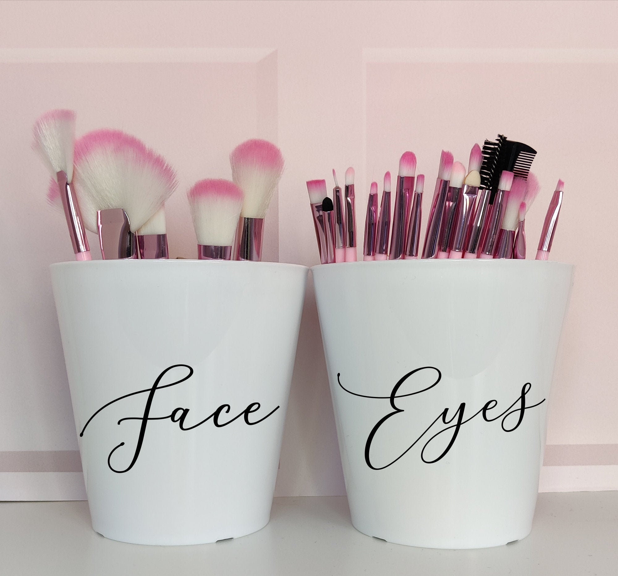 Makeup brush holder set of 2 Face/Eyes makeup storage Etsy