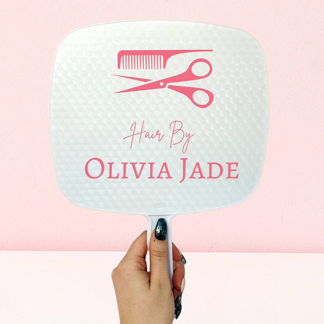 Large Personalised Handheld Mirror for Hairdresser Hair Stylist Gift