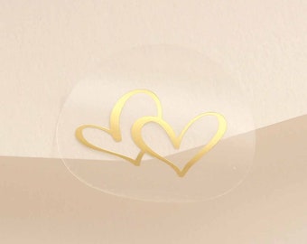 Gold Foil Heart Stickers, 1-inch Round Seals