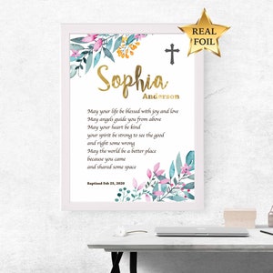 Baptism Gift, Personalised name and date, Baptism Prayer, Perfect Christening gift, Home Decor, Baptism decoration, Gift for Goddaughter
