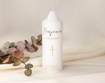 Personalized Gold Foil Candle, Christening Baptism Wedding Gift