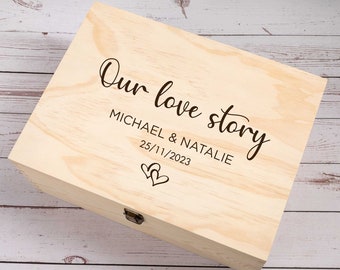 Personalised Wooden Keepsake box, Wedding Gift, Memory Box, Engagement Box, Couple Gift, Newlywed Gift, Wedding Memories, Engrave Wooden Box