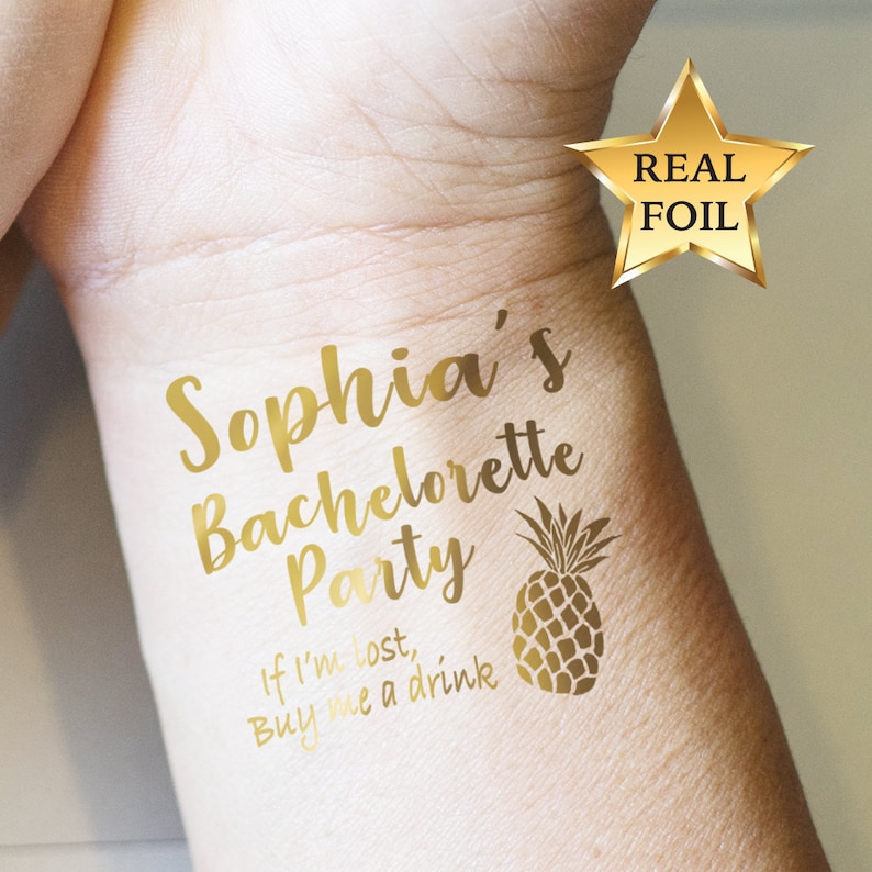 Custom Bachelorette Party Golden Tattoos Hen night temp image 0