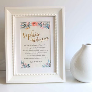 Baptism Gift, Personalised name and date, Baptism Prayer, Perfect Christening gift, Home Decor, Baptism decoration, Gift for Goddaughter