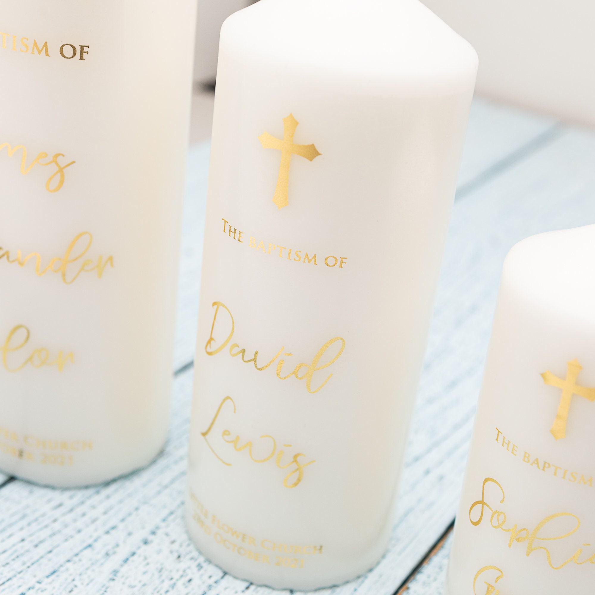 Personalised Real Foil Candle Baptism Candle Christening Etsy Australia