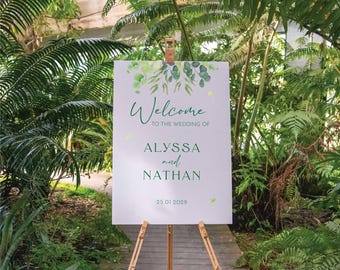 Custom printed engagement sign foam board, Personalised Wedding Welcome sign in White