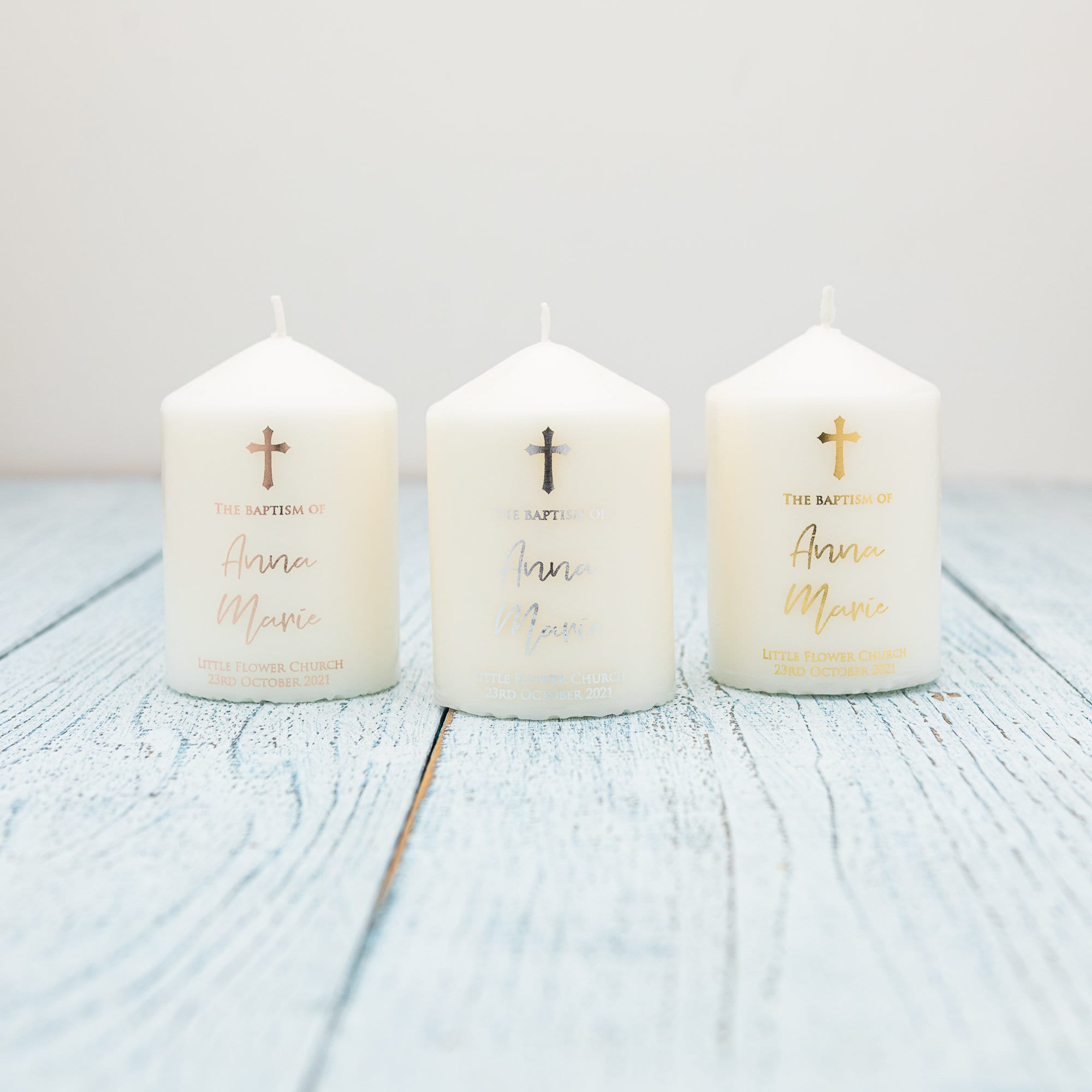 Personalised Real Foil Candle Baptism Candle Christening Etsy Australia