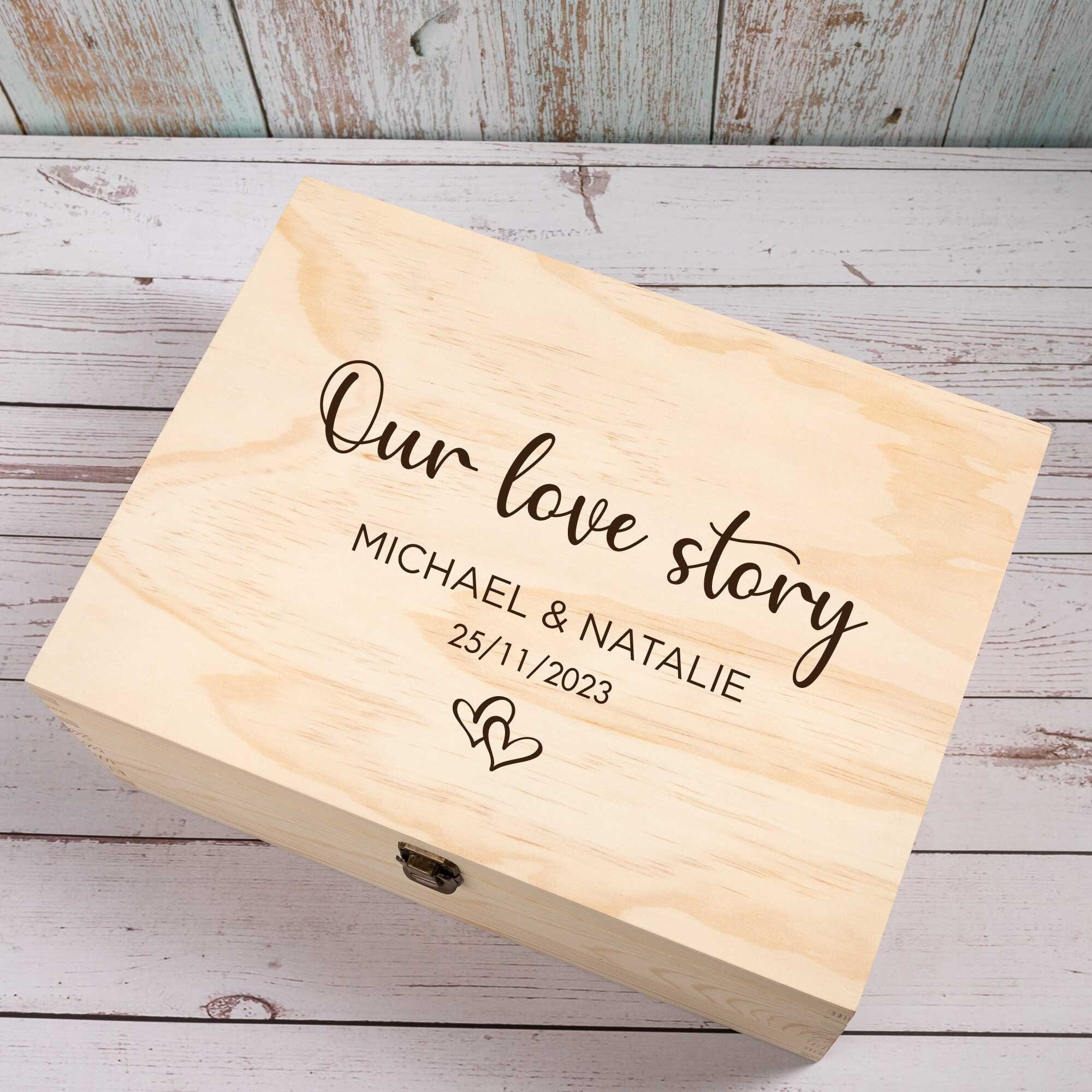 Personalized Wooden Wedding Keepsake Box: Engraved Memory Box
